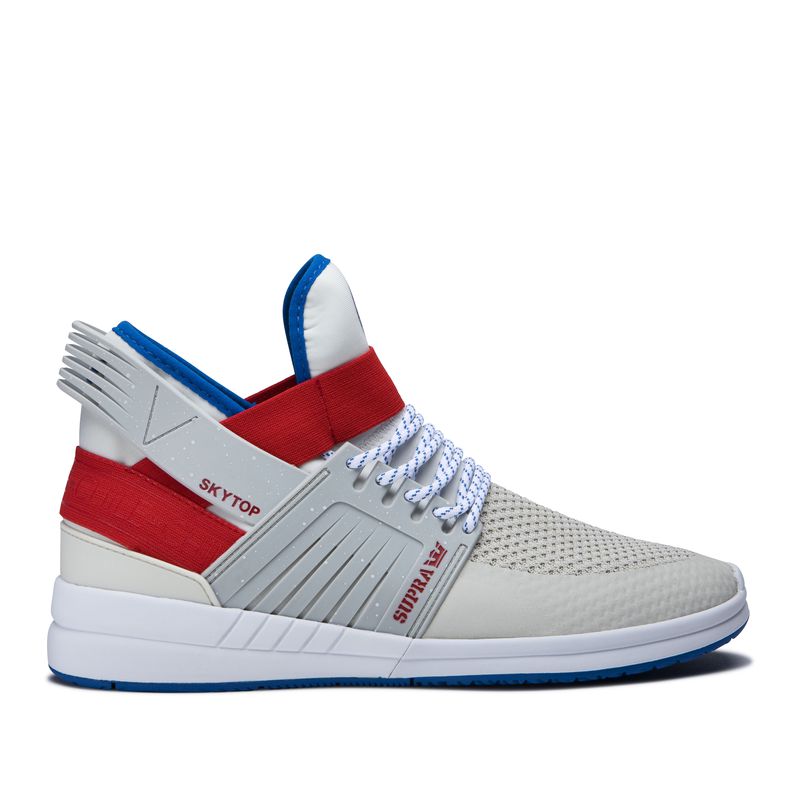 Supra Skytop V High Top Schuhe Damen - HellGrau/Rot BHA33529